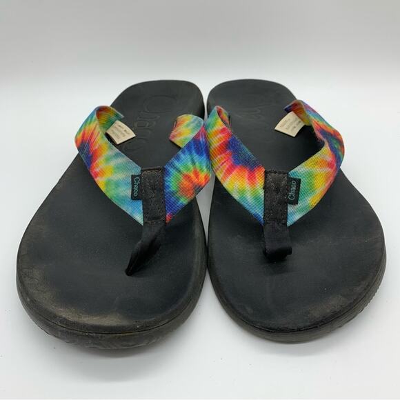 Chaco Chillos Dark Rainbow Tie Dye Flip Flop Outdoor Gorpcore River Comfort - 12 - Picture 4 of 11